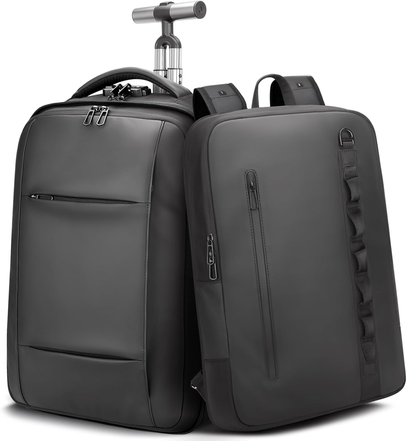 2-in-1 Detachable Carry On Rolling Backpack - Splits into Two Bags for Travel, 50L Wheeled Backpack with 17.3 ″ Padded Laptop Sleeve, USB Charging Ports, TSA Lock, Waterproof Luggage Suitcase