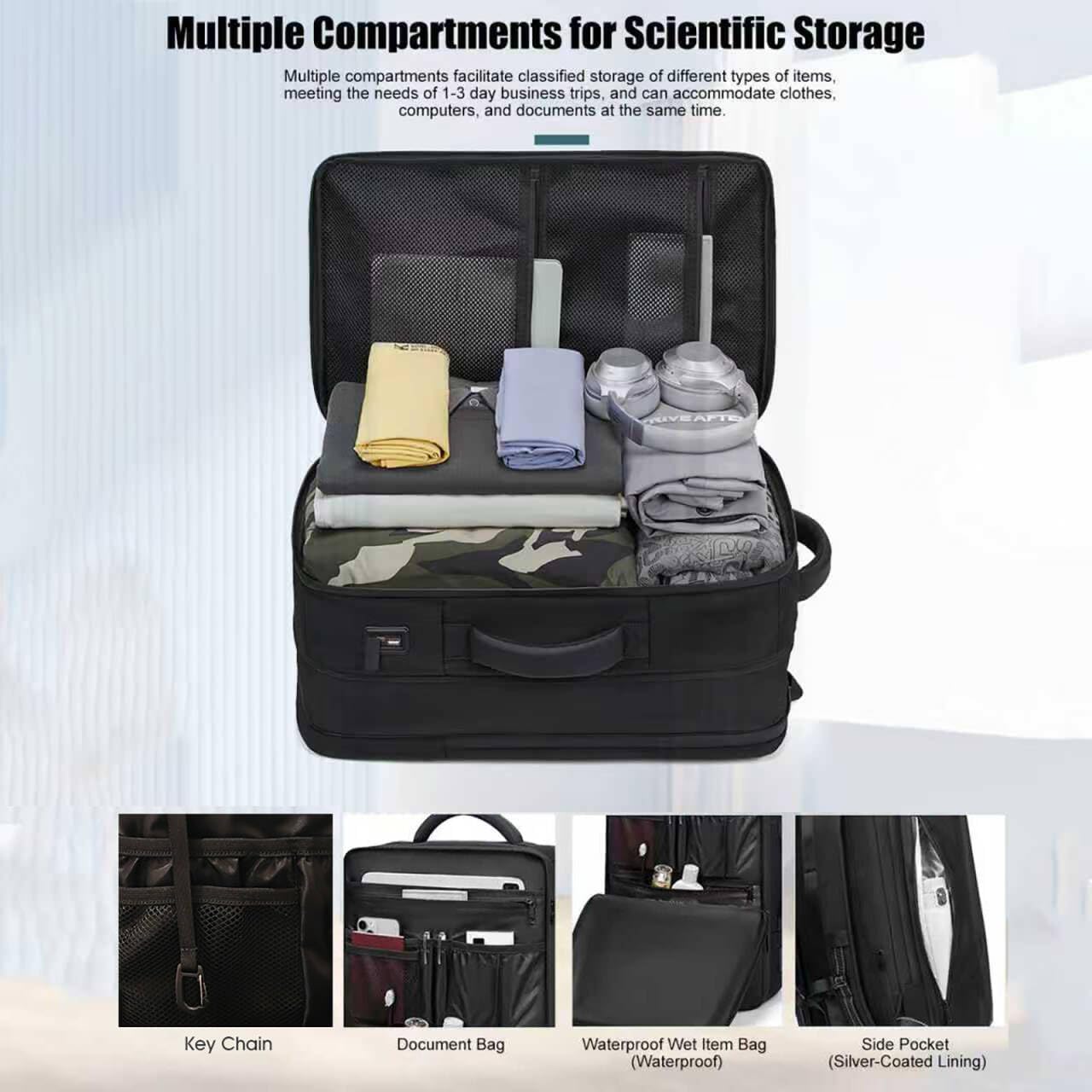 60L Premium Vacuum Travel Carry on Backpack for Adults, 17Inch Durable Water Resistant Business Vacspace Laptop Backpack with TSA Lock, With Violent Air Pump,Very Sturdy and Reliable - Image 7