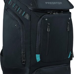 Acer PBG591 Predator Utility Gaming Backpack, Water Resistant and Tear Proof Travel Backpack Fits and Protects Up to 17.3" Predator Gaming Laptop, Black with Teal Accents