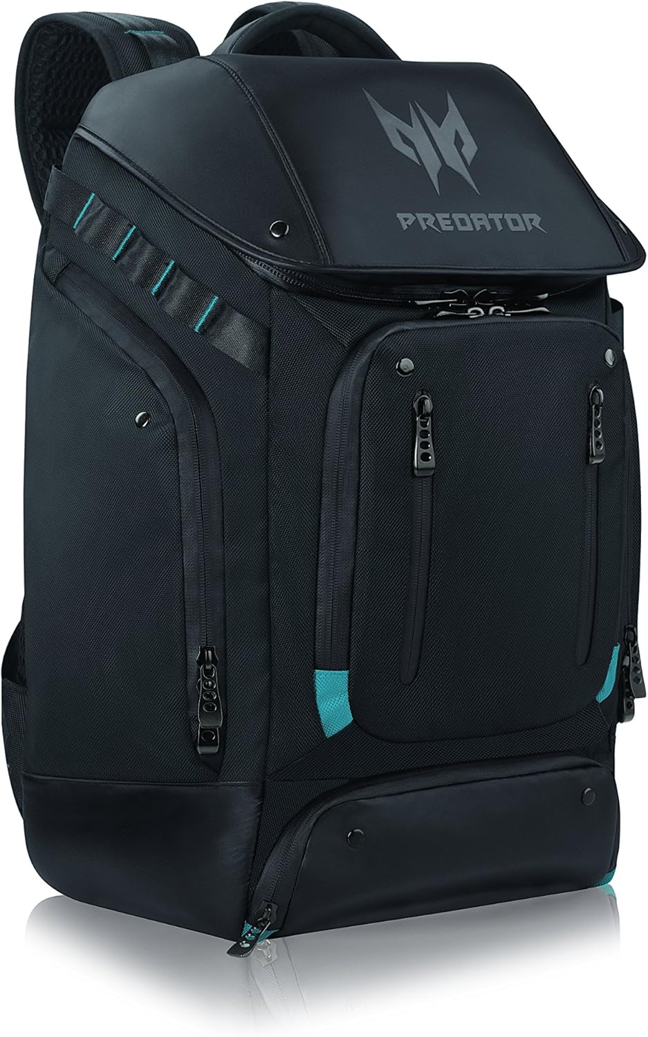 Acer PBG591 Predator Utility Gaming Backpack, Water Resistant and Tear Proof Travel Backpack Fits and Protects Up to 17.3" Predator Gaming Laptop, Black with Teal Accents