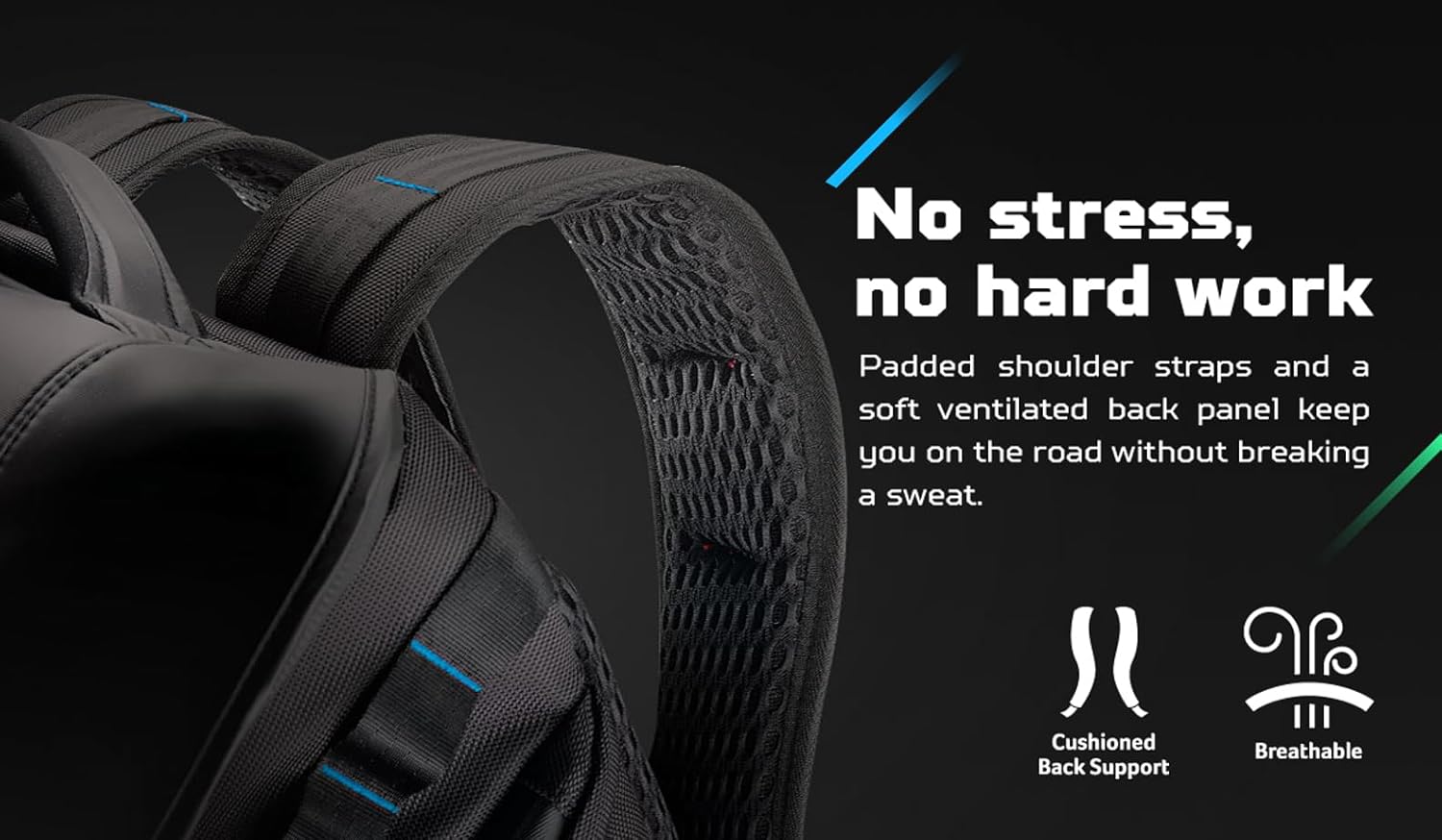 Acer PBG591 Predator Utility Gaming Backpack, Water Resistant and Tear Proof Travel Backpack Fits and Protects Up to 17.3" Predator Gaming Laptop, Black with Teal Accents - Image 7