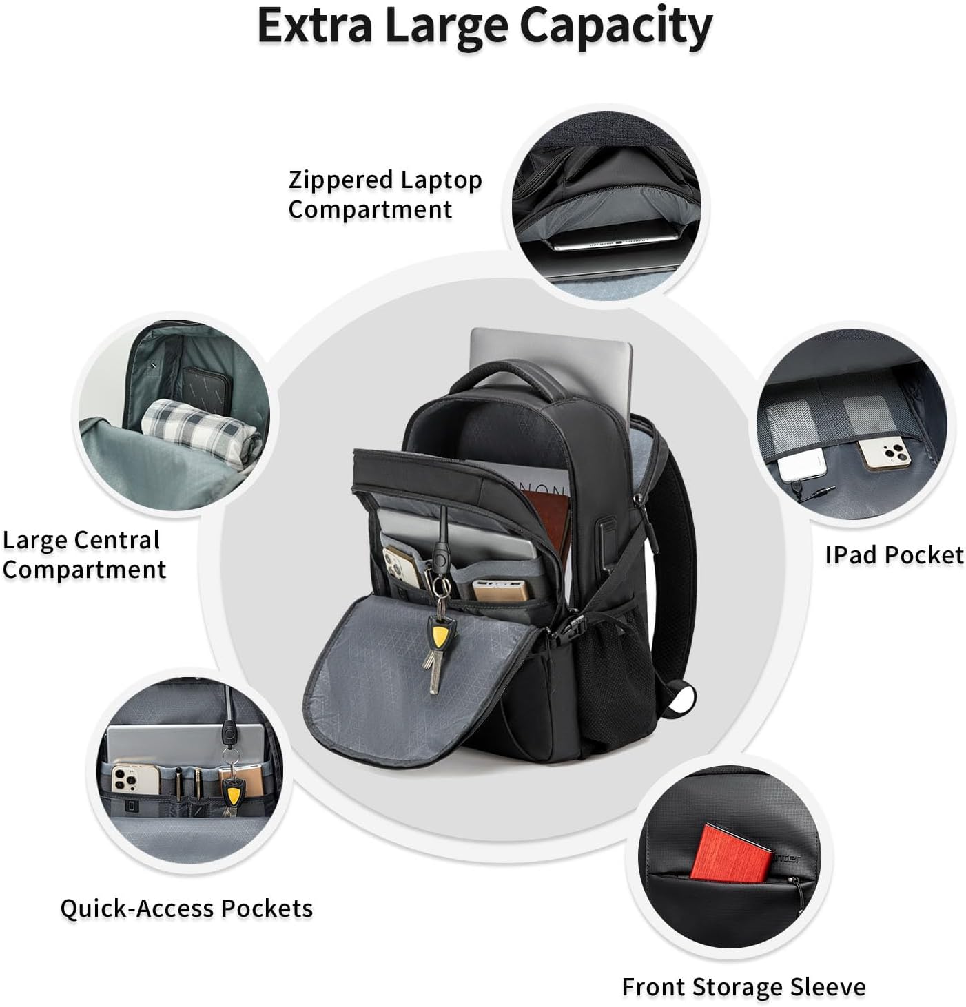 ARCTIC HUNTER AH Business Laptop Backpack for Men 30L Black i##e##s: Work Commuting ^^ Large ^^ Travel Carry On Backpack ^^ Flight Approved ^^ for Airplane ^^ Professional ^^ Adult ^^ College Backpacks ^^ Casual Daypack :i##e##s - Image 5