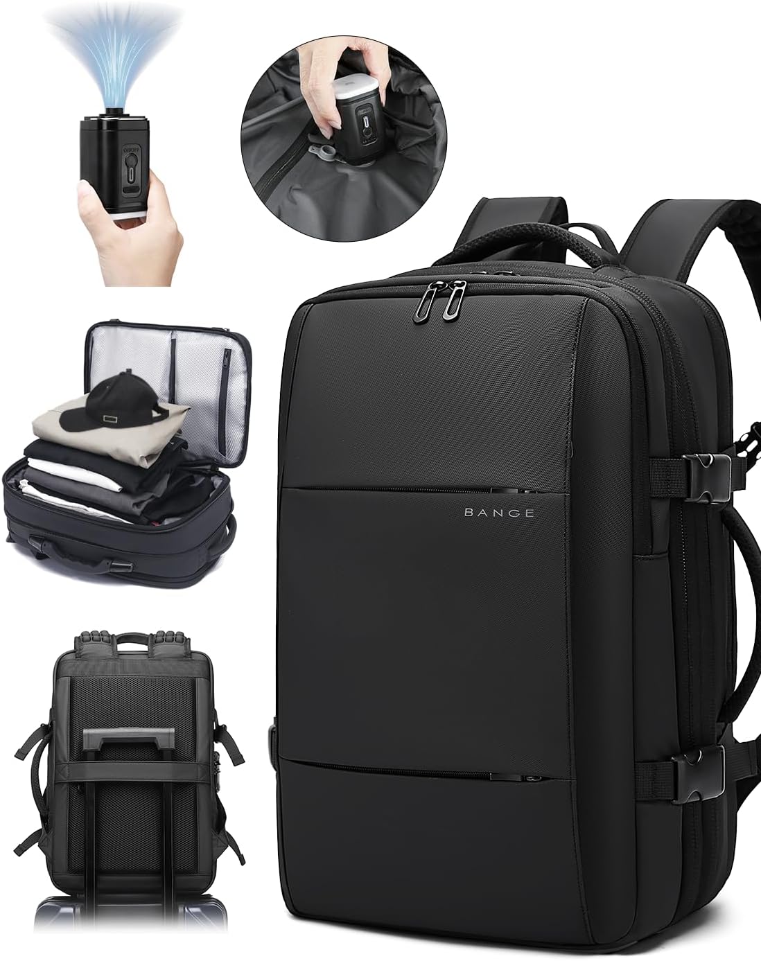 BANGE Airback Travel Backpack Expandable Backpacks i##e##s: Anti-Theft ^^ Vacuum Compression ^^ with Pump ^^ for Airplanes :i##e##s - Image 9