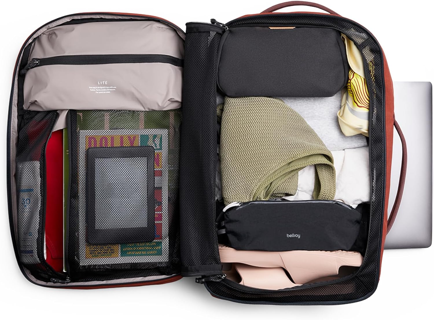 Bellroy Lite Travel Pack 30L Carry-On Backpack Clay i##e##s: travel pack ^^ with laptop pocket ^^ interior packing cells ^^ tuck-away straps :i##e##s - Image 3