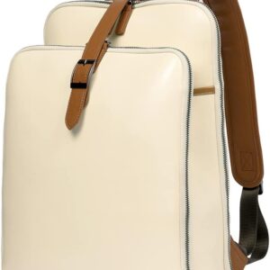 CLUCI Laptop Backpack for Women 15.6 Inch Beige With Brown i##e##s: Leather ^^ Purse ^^ Travel Computer Backpack ^^ Business Bag ^^ College Daypack :i##e##s