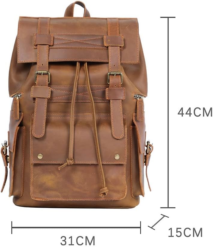 DUYHBAWRS Genuine Leather Men's Backpack Large Capacity Vintage aratroopers Package Crazy Horse Cowhide Travel Bags Retro(E) - Image 2