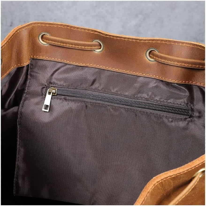 DUYHBAWRS Genuine Leather Men's Backpack Large Capacity Vintage aratroopers Package Crazy Horse Cowhide Travel Bags Retro(E) - Image 6