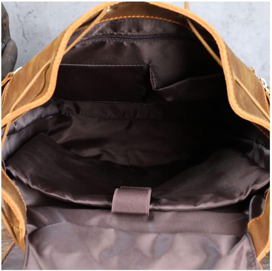 DUYHBAWRS Genuine Leather Men's Backpack Large Capacity Vintage aratroopers Package Crazy Horse Cowhide Travel Bags Retro(E) - Image 5