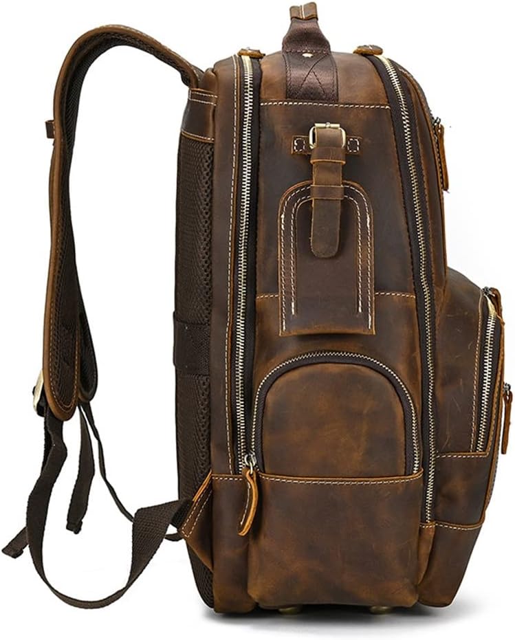 DUYHBAWRS Men's Handmade Retro Large Capacity Backpack Backpack Men's Bag Travel Bag Computer Bag - Image 4