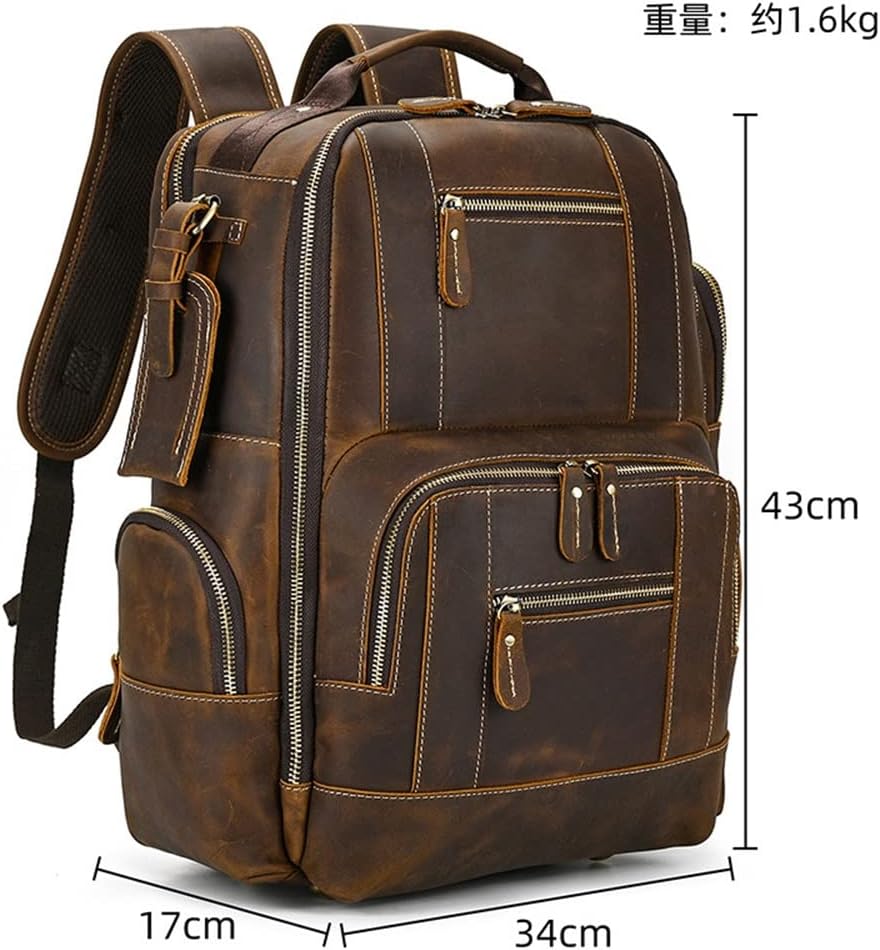 DUYHBAWRS Men's Handmade Retro Large Capacity Backpack Backpack Men's Bag Travel Bag Computer Bag - Image 2