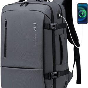 Fenree.geer 17.3 Inch Travel Laptop Backpack for Men, Water Resistant Carry On Backpack with USB Port, Expandable Computer Daypack, Grey Business Backpack for College\/Work
