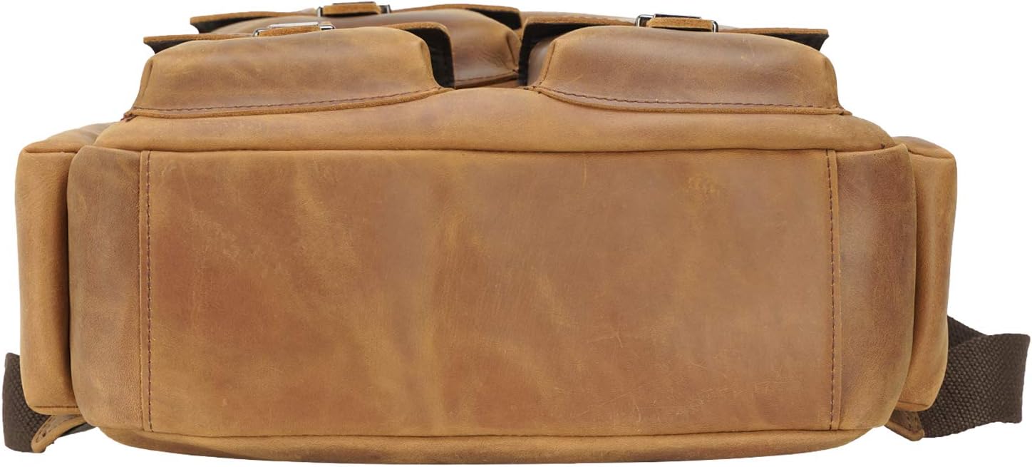 Full Grain Cowhide Leather Multi Pockets 16 Inch Laptop Backpack Travel Bag with YKK Zippers - Image 9