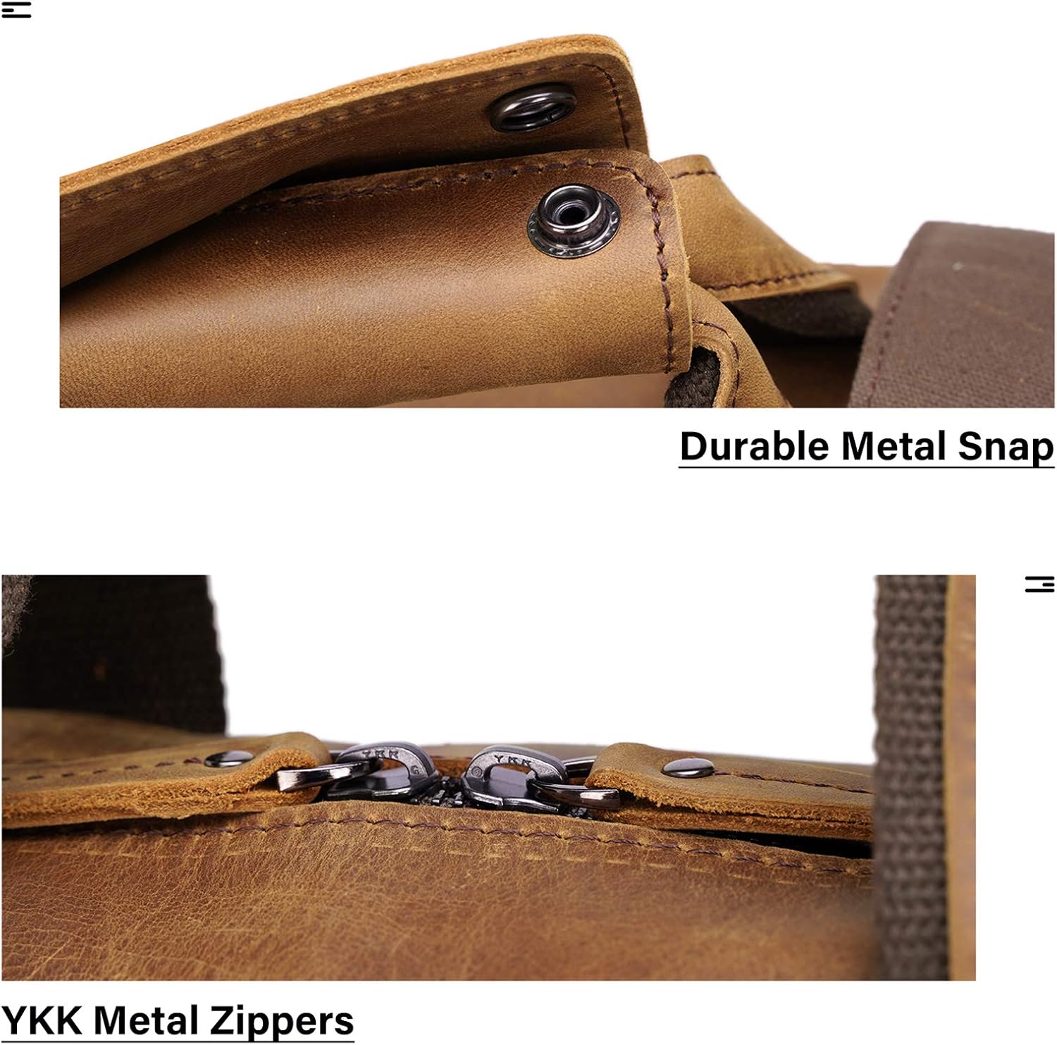 Full Grain Cowhide Leather Multi Pockets 16 Inch Laptop Backpack Travel Bag with YKK Zippers - Image 3