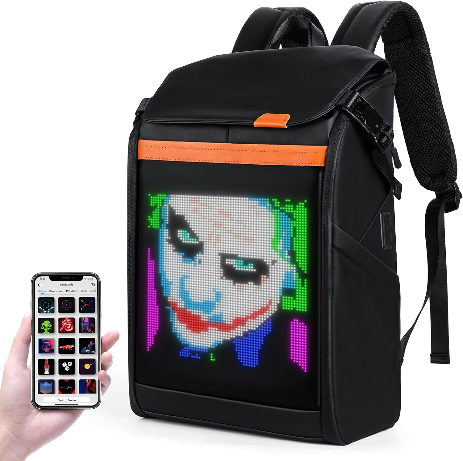 Gelrova LED Backpack Clash Serise 17inch, Travel Laptop Backpack, Business Durable Laptops Backpack, College Computer Bag Gifts for Men & Women Fits 15.6 Inch Notebook - Image 8