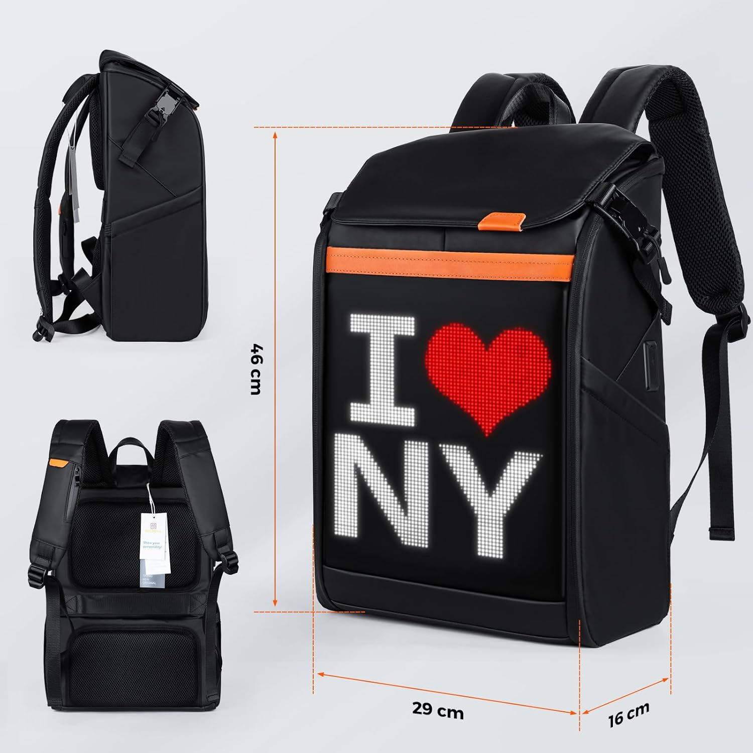 Gelrova LED Backpack Clash Serise 17inch, Travel Laptop Backpack, Business Durable Laptops Backpack, College Computer Bag Gifts for Men & Women Fits 15.6 Inch Notebook - Image 2