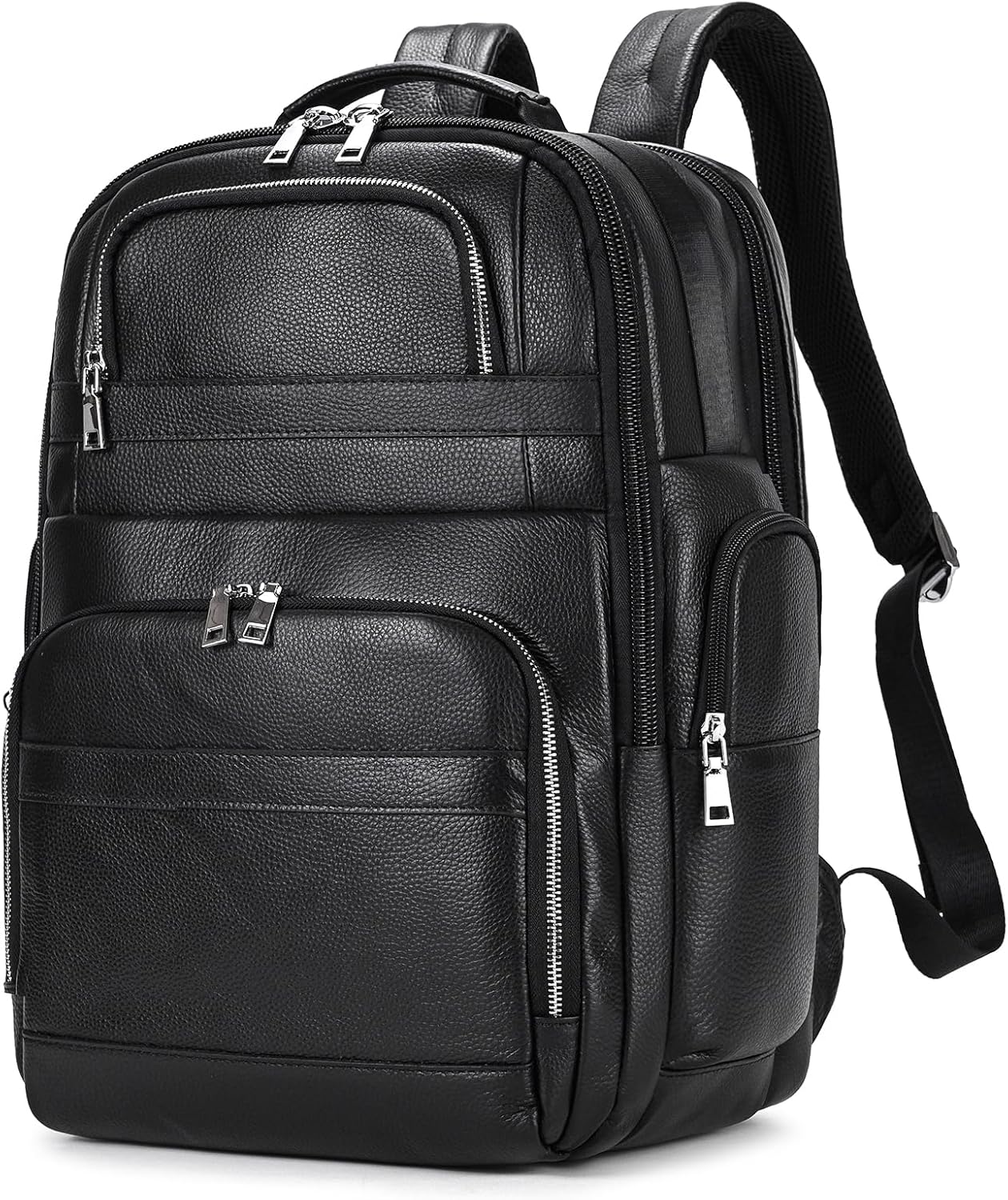 Genuine Leather 15.6 Inch Laptop Backpack for Men Women, Business Travel Bag Hiking Rucksack Backpack Daypack, 9799 Light Brown - Image 11