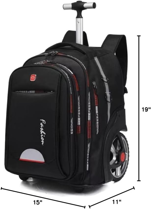 Glodiar Rolling Backpack,Large Rolling Laptop Bag Briefcase Backpacks with Wheels for Women Adults Travel Trolley Office,Waterproof Wheeled Backpack(22inch, Black) - Image 3