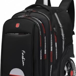 Glodiar Rolling Backpack,Large Rolling Laptop Bag Briefcase Backpacks with Wheels for Women Adults Travel Trolley Office,Waterproof Wheeled Backpack(22inch, Black)