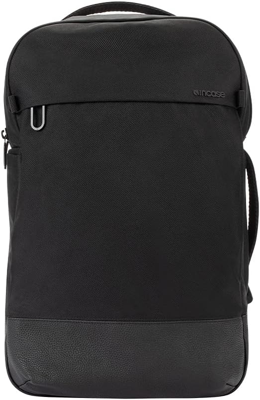 Incase Twill & Leather Backpack - Durable Recycled Twill Travel Backpack for 16-inch Laptop - Compact Carry-On (18 x 13 x 5 in, 17.5L) - Black