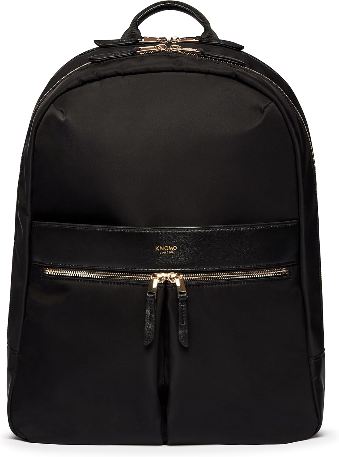 KNOMO Beaufort 15.6" Laptop Backpack Work Bag Purse for Women Large Travel Rucksack with Golden Zip, Black