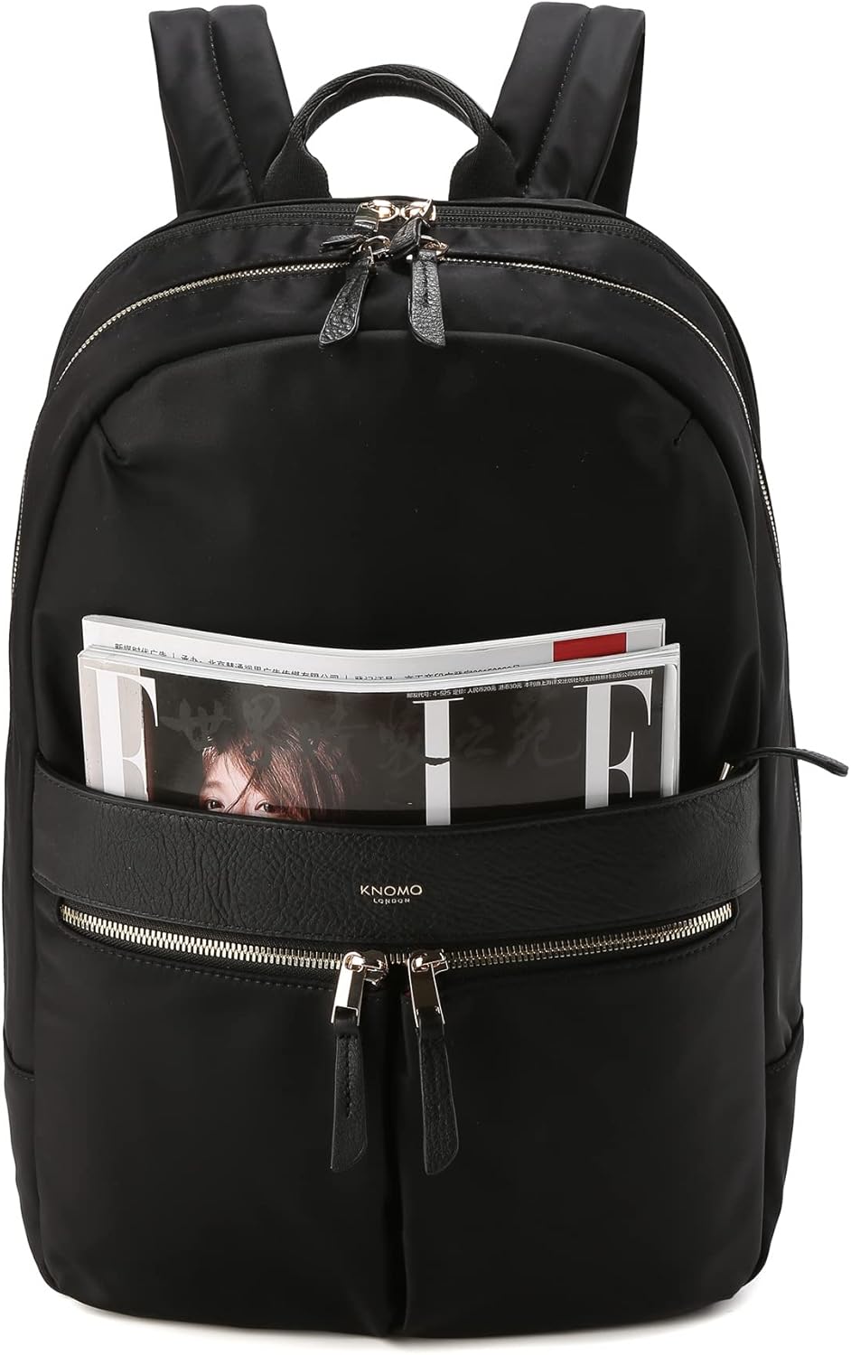 KNOMO Beaufort 15.6" Laptop Backpack Work Bag Purse for Women Large Travel Rucksack with Golden Zip, Black - Image 8