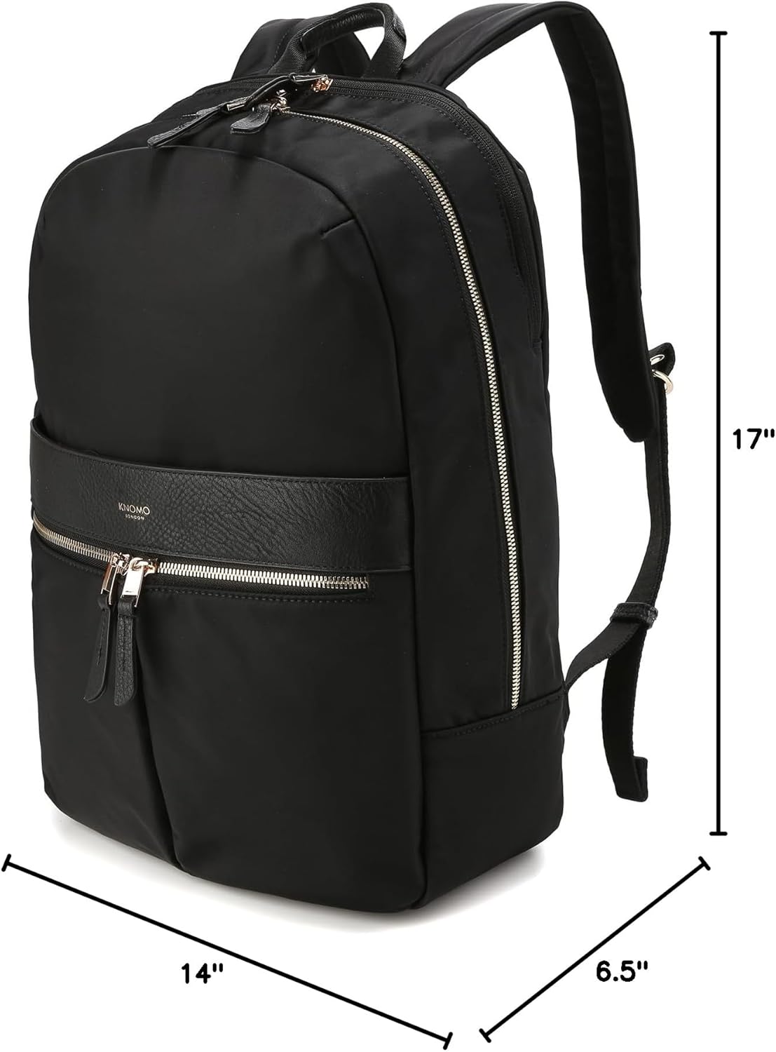KNOMO Beaufort 15.6" Laptop Backpack Work Bag Purse for Women Large Travel Rucksack with Golden Zip, Black - Image 2