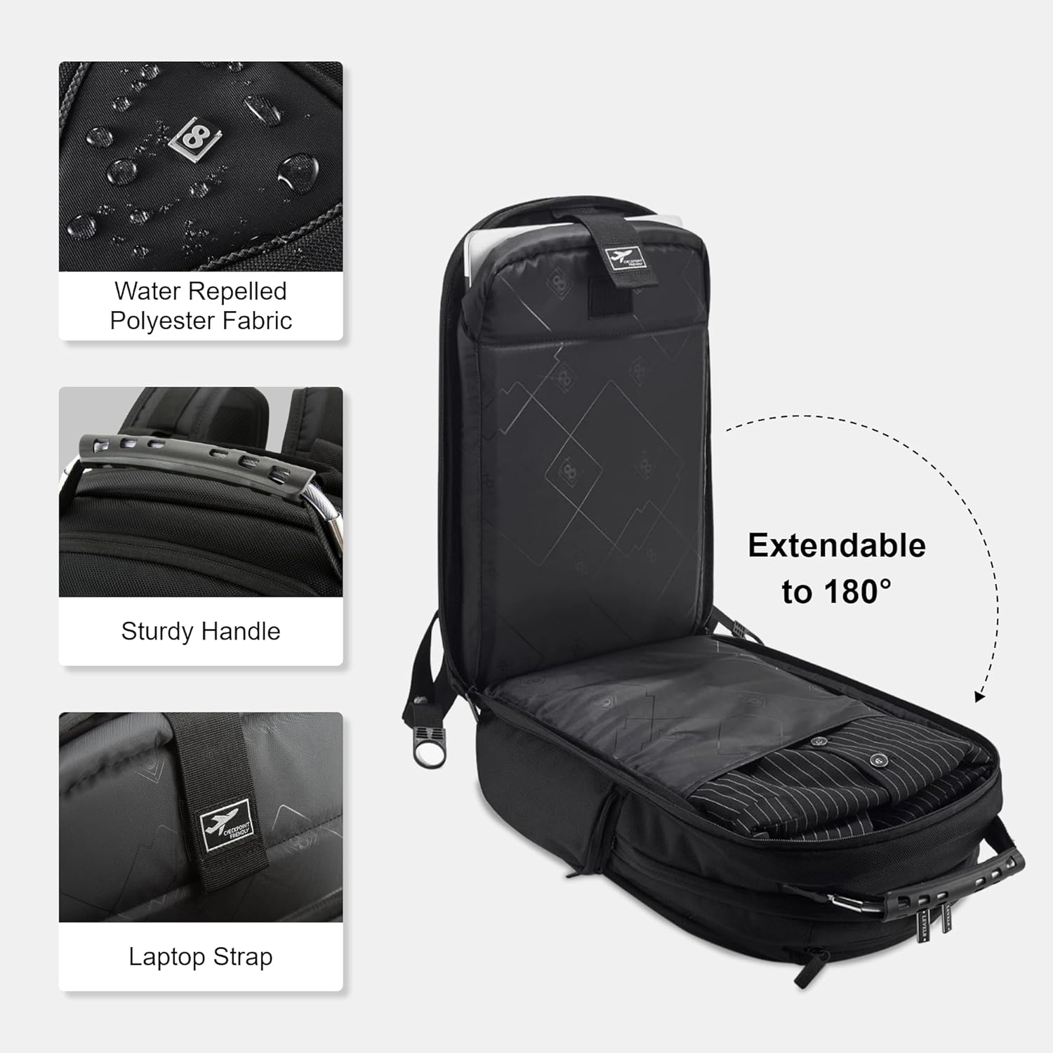 LEVEL8 Laptop Backpack Work Backpack for Men Women Black Fits 15.6" Laptop and Notebook i##e##s: Travel Computer Bag ^^ for Business :i##e##s - Image 6