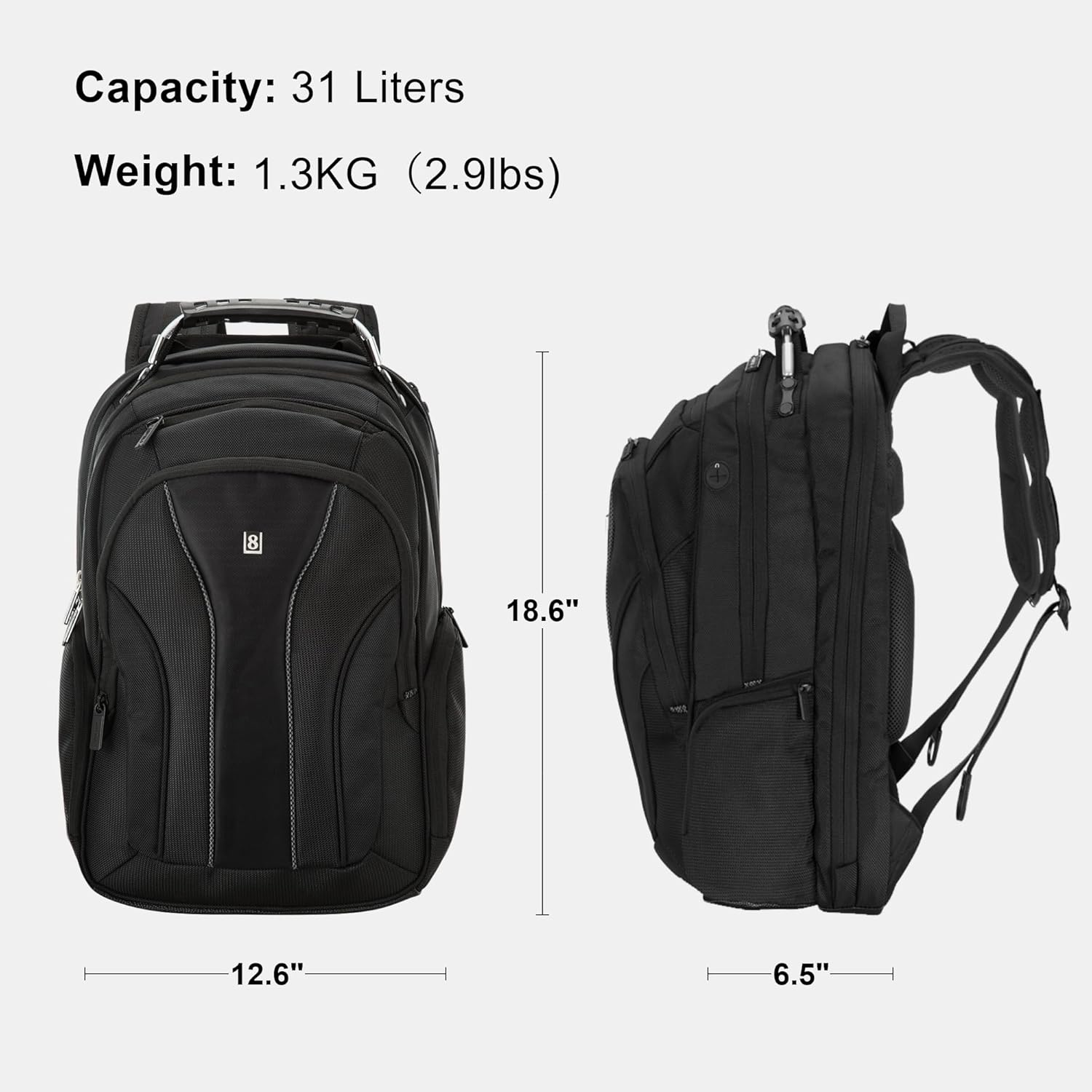 LEVEL8 Laptop Backpack Work Backpack for Men Women Black Fits 15.6" Laptop and Notebook i##e##s: Travel Computer Bag ^^ for Business :i##e##s - Image 2