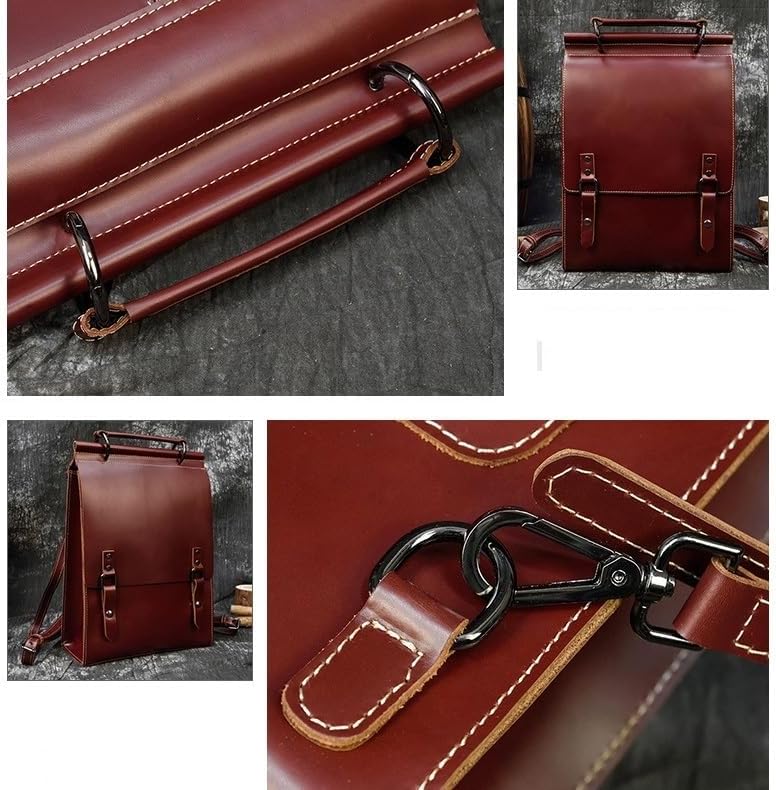 Men Leather Briefcase Large Laptop Backpack for Men and Women 17.3 Inch, Water-Resistant Travel Rucksack with USB Port, Casual Bookbag for College, Work, Camping Day Trips - Image 4