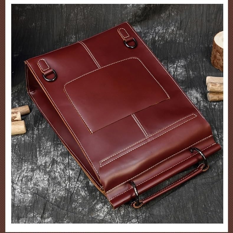 Men Leather Briefcase Large Laptop Backpack for Men and Women 17.3 Inch, Water-Resistant Travel Rucksack with USB Port, Casual Bookbag for College, Work, Camping Day Trips - Image 5