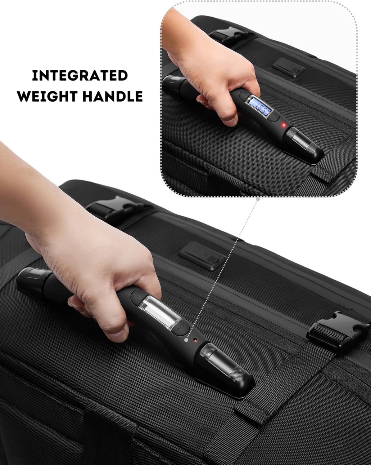 POIXM Rolling Vacuum Seal Backpack for Travel, with Hidden Pull Rod, Weight Handle, TSA Lock, Charging Port, fit 19" Laptop, Water Repellent, Carrry-on Luggage for Trip (Vacuum Pump Included) - Image 5