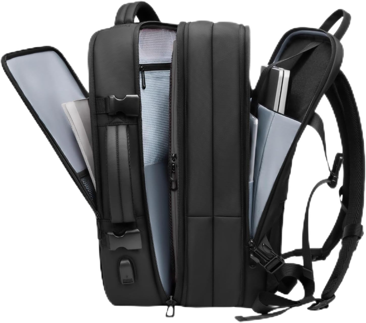 POIXM Rolling Vacuum Seal Backpack for Travel, with Hidden Pull Rod, Weight Handle, TSA Lock, Charging Port, fit 19" Laptop, Water Repellent, Carrry-on Luggage for Trip (Vacuum Pump Included) - Image 13