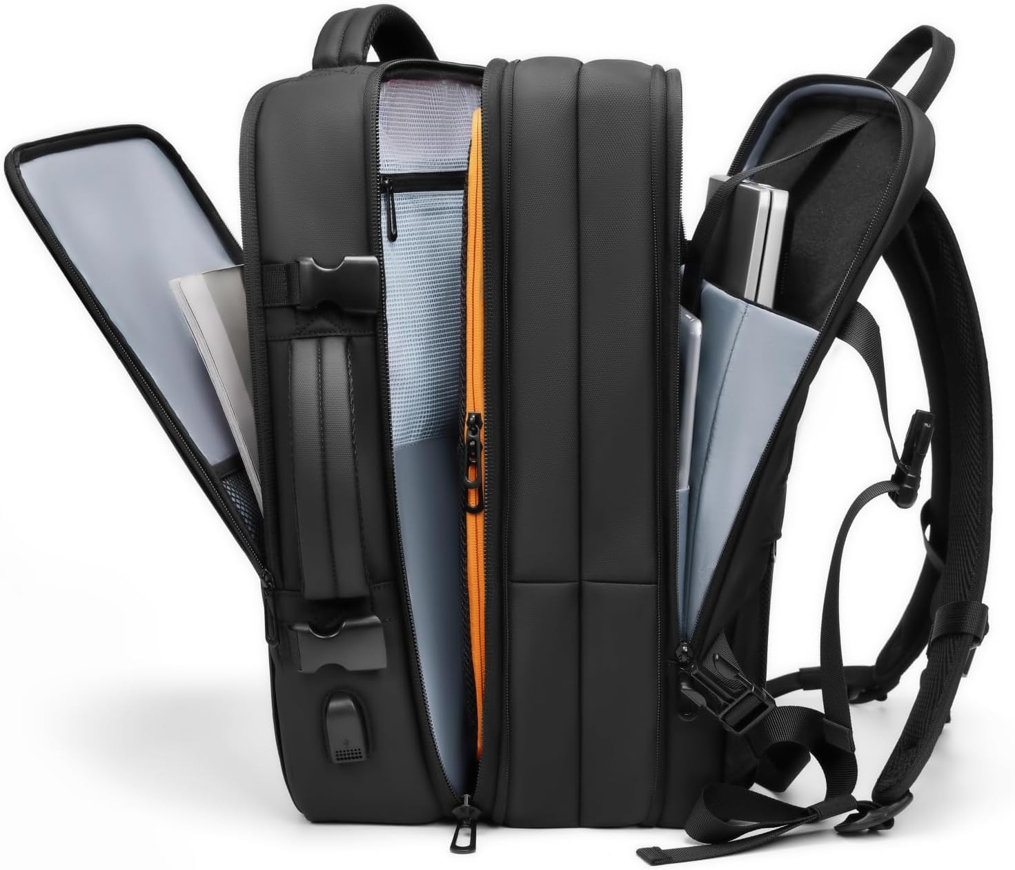 POIXM Rolling Vacuum Seal Backpack for Travel, with Hidden Pull Rod, Weight Handle, TSA Lock, Charging Port, fit 19" Laptop, Water Repellent, Carrry-on Luggage for Trip (Vacuum Pump Included) - Image 10