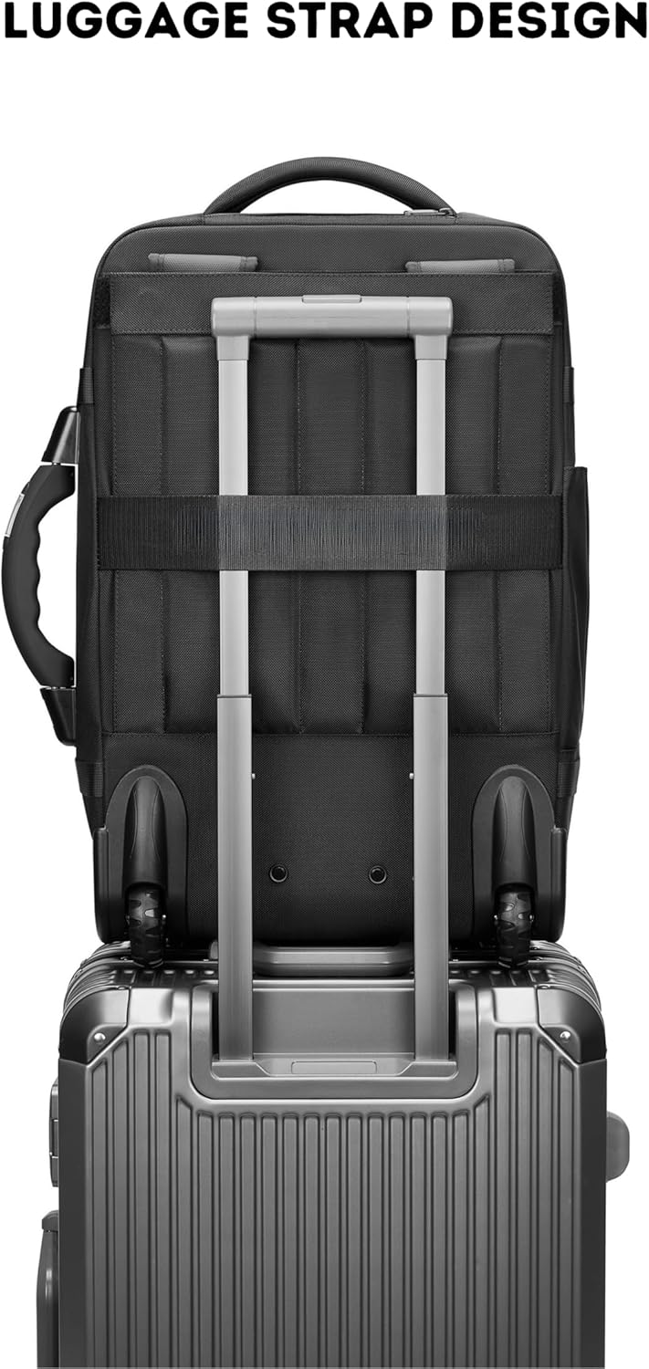 POIXM Rolling Vacuum Seal Backpack for Travel, with Hidden Pull Rod, Weight Handle, TSA Lock, Charging Port, fit 19" Laptop, Water Repellent, Carrry-on Luggage for Trip (Vacuum Pump Included) - Image 8