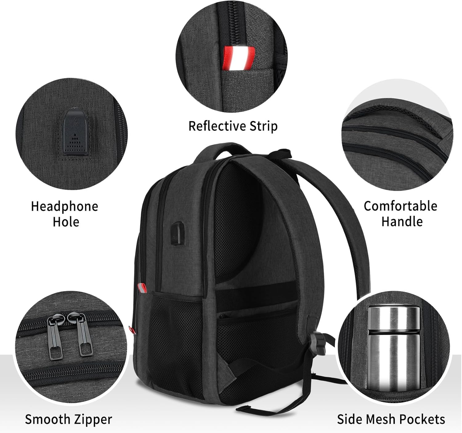 Skaypibs Laptop Backpack for Men Black Fits 15.6 Inch i##e##s: School Backpack ^^ with USB Charging Port ^^ Water Resistant Backpack ^^ for teens boys ^^ Business Work College bookbag ^^ book bag ^^ Back Pack :i##e##s - Image 7