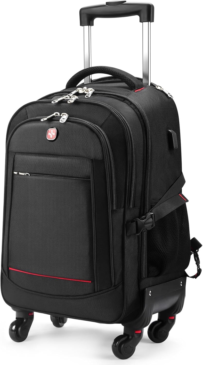 StarCloud Rolling Backpack 55L 24x15x9in Extra-Large Travel Laptop Backpack with Wheels i##e##s: 4-Wheel ^^ Water-Resistant ^^ Luggage ^^ Business ^^ Roller ^^ Commuting ^^ Checked :i##e##s