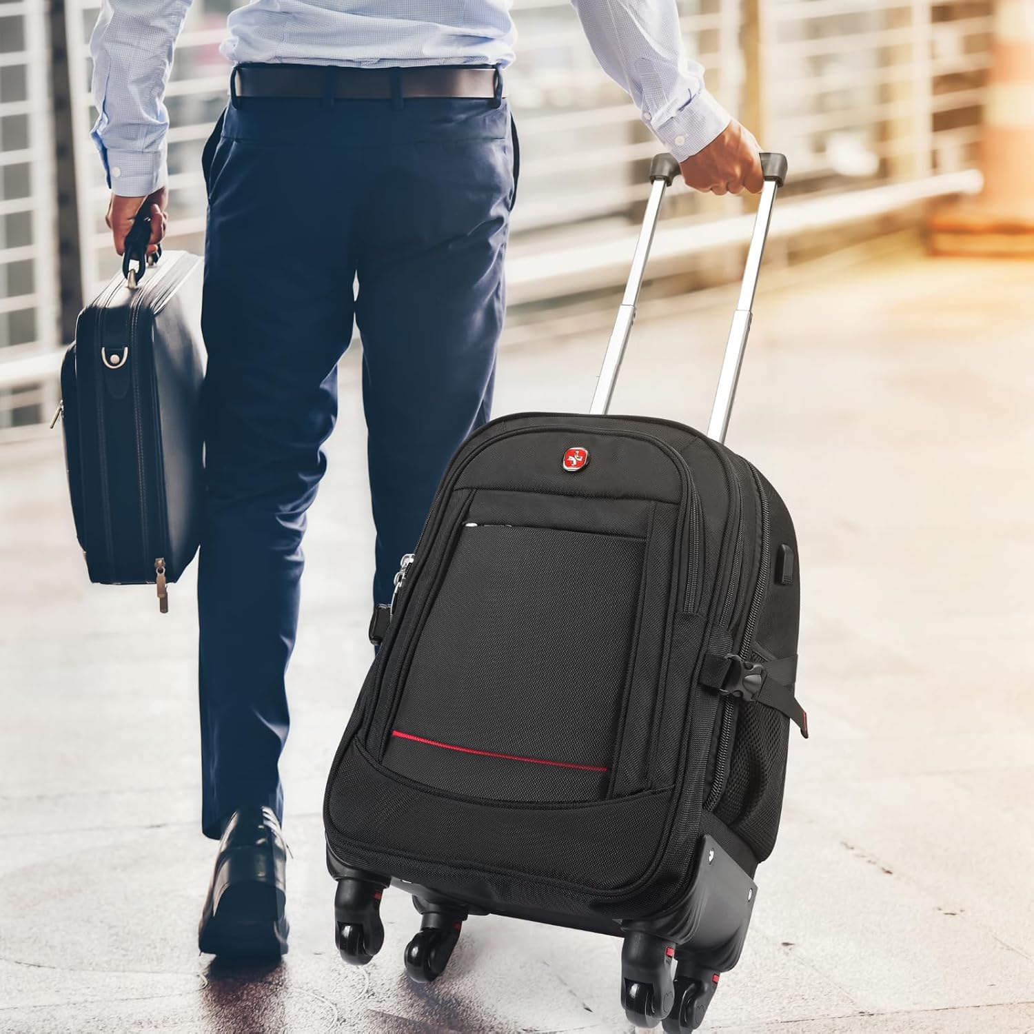 StarCloud Rolling Backpack 55L 24x15x9in Extra-Large Travel Laptop Backpack with Wheels i##e##s: 4-Wheel ^^ Water-Resistant ^^ Luggage ^^ Business ^^ Roller ^^ Commuting ^^ Checked :i##e##s - Image 7
