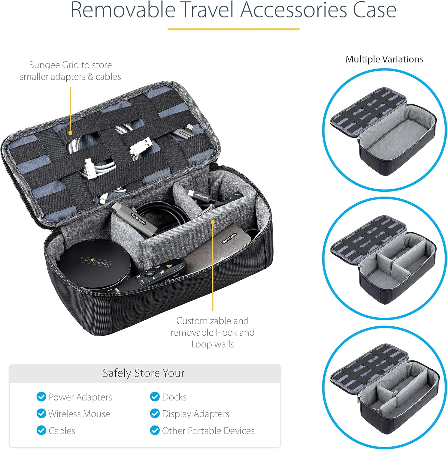 StarTech.com Unisex Backpack Ergonomic Computer Bag with Removable Accessory Case-Laptop\/Tablet Pockets-Nylon, Black, 17.3" Professional IT Tech Backpack for Work\/Travel\/Commute (NTBKBAG173) - Image 4