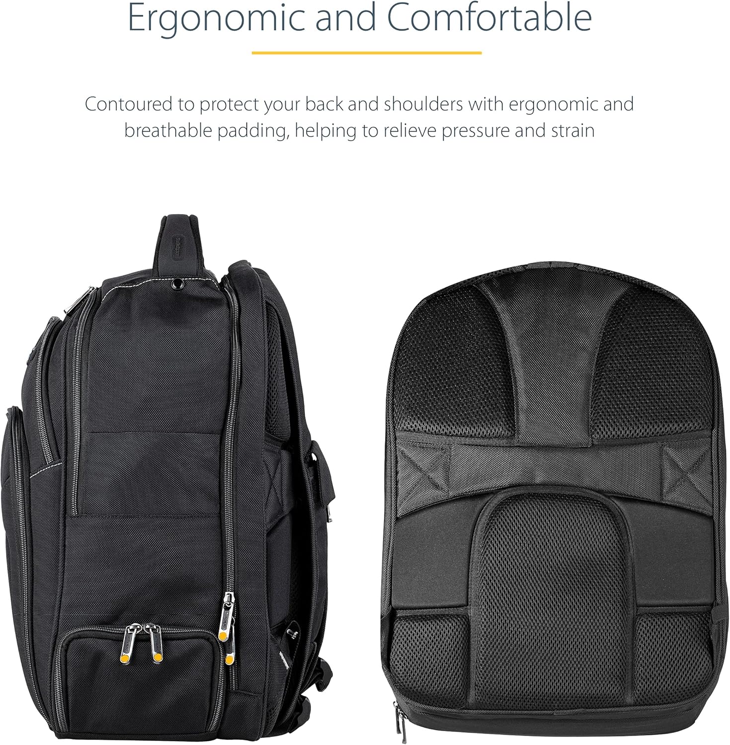 StarTech.com Unisex Backpack Ergonomic Computer Bag with Removable Accessory Case-Laptop\/Tablet Pockets-Nylon, Black, 17.3" Professional IT Tech Backpack for Work\/Travel\/Commute (NTBKBAG173) - Image 6