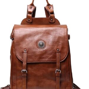 TEOYETTSF Vintage Genuine Leather Laptop Backpack Travel Bags