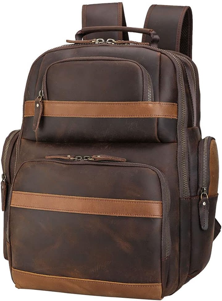 TIDING Men's Vintage Leather Backpack 15.6" Laptop Bag Large Capacity Business Travel Hiking Shoulder Daypacks - Image 8