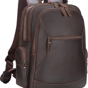 TIDING Vintage Laptop Backpack for Men 15.6 Inch i##e##s: Full Grain Leather ^^ Large Capacity ^^ Travel Rucksack ^^ Weekender ^^ Camping ^^ Daypacks :i##e##s