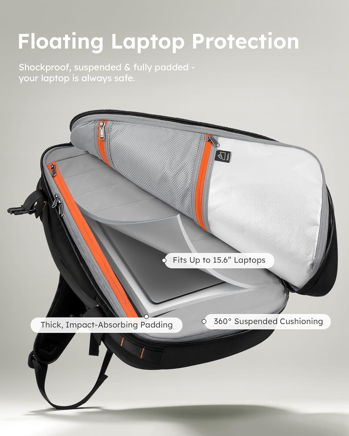 Tolaccea Travel Backpack, TSA Friendly Flight Approved Carry-on Luggage Water-resistant Business Rucksack, Durable Large Computer Bag Daypack Fits 15.6 Inch Laptop, 35-45L Expandable - Black - Image 3