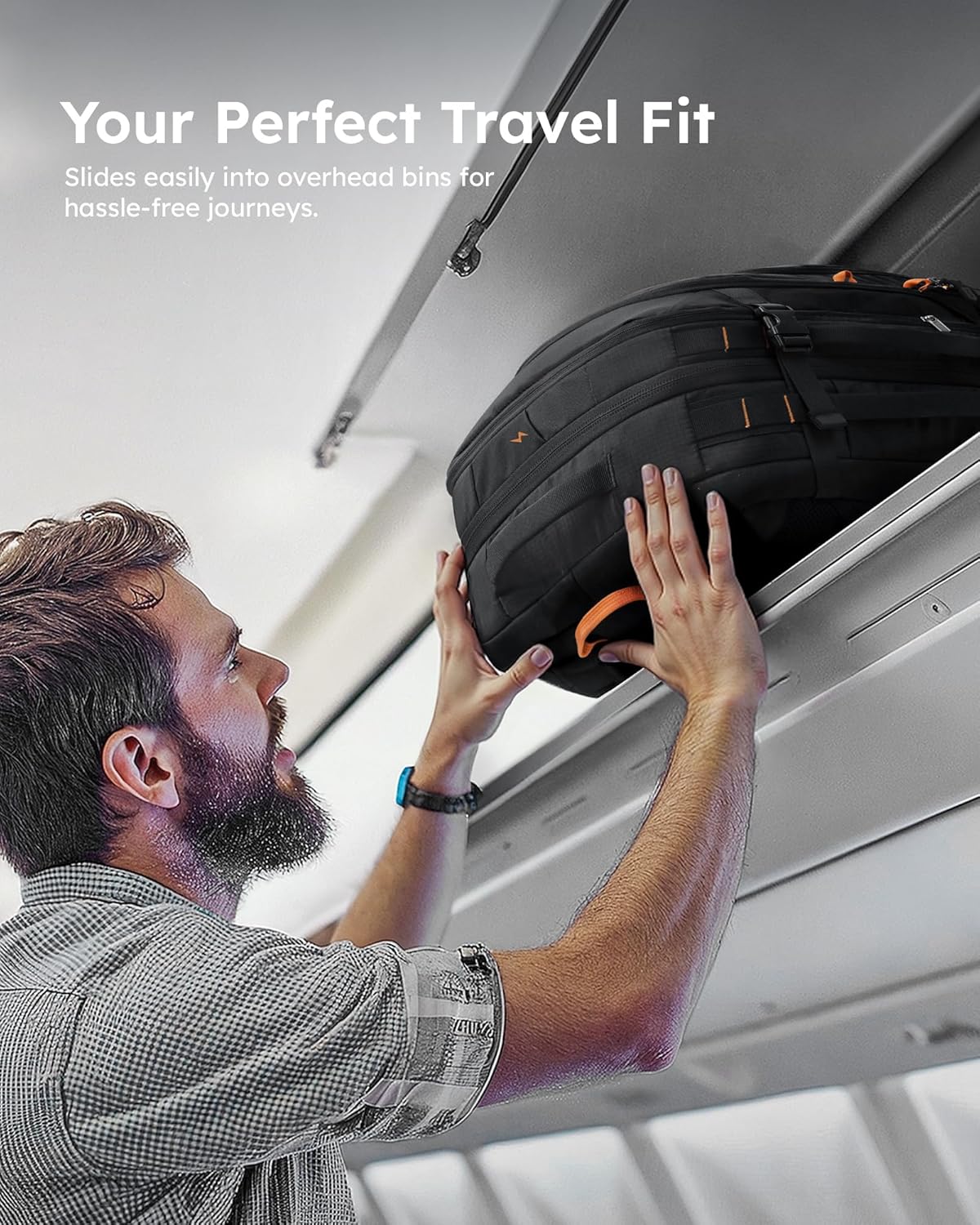 Tolaccea Travel Backpack, TSA Friendly Flight Approved Carry-on Luggage Water-resistant Business Rucksack, Durable Large Computer Bag Daypack Fits 15.6 Inch Laptop, 35-45L Expandable - Black - Image 6