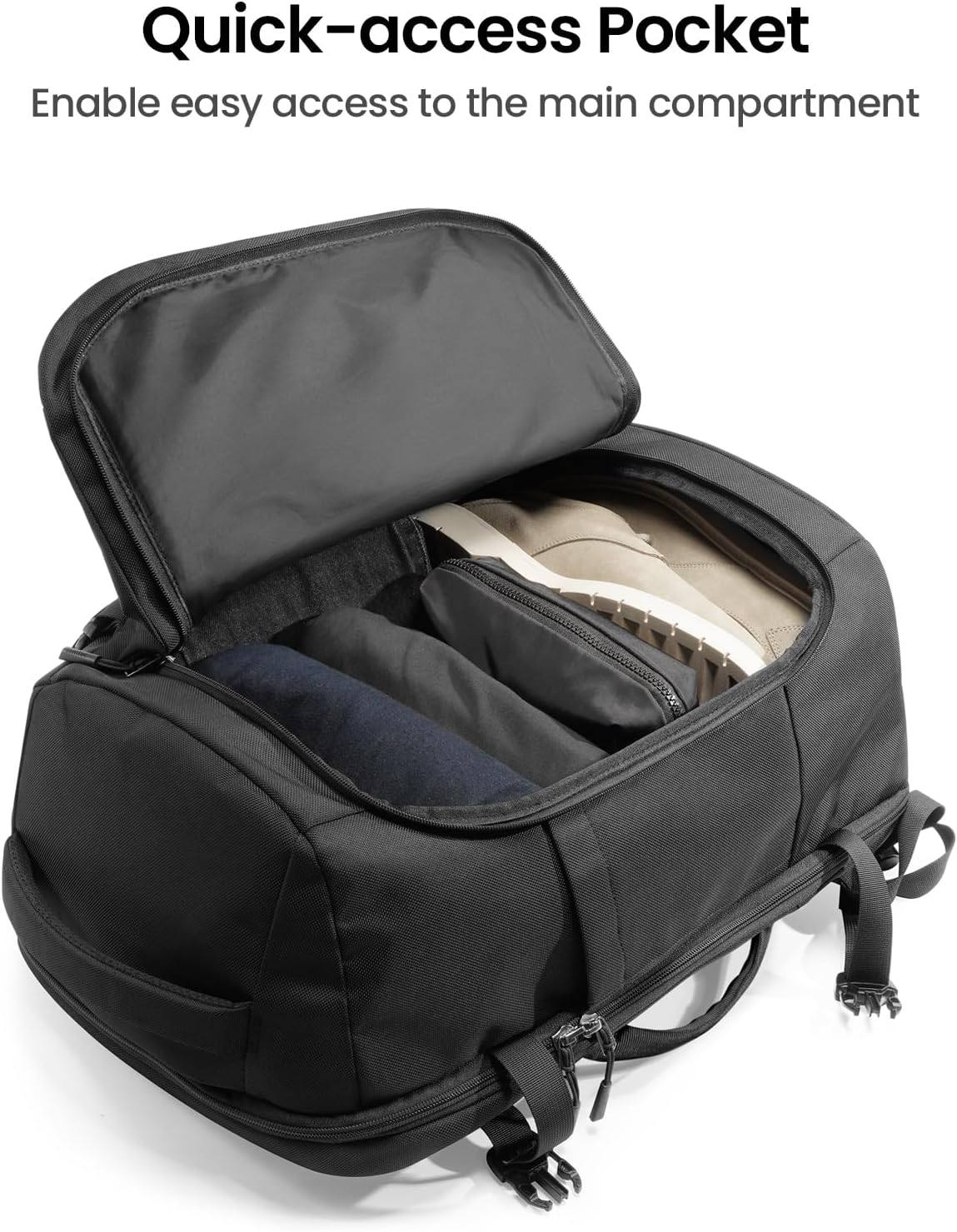 tomtoc Travel Backpack 40L, TSA Friendly Flight Approved Carry-on Luggage Hand Water-resistant Lightweight Business Rucksack, Durable Large Weekender Bag Daypack Fits 17.3 Inch Laptop, PFAS Free - Image 5