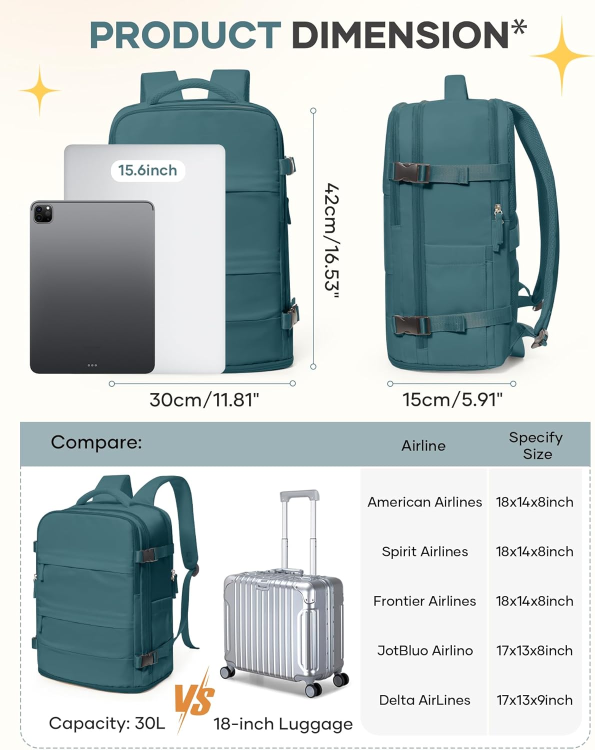 Travel Backpack For Women Men Airline Approved Carry On Backpack Flight Approved Waterproof Sports Luggage Backpack Casual Daypack Small Hiking Backpack - Image 4