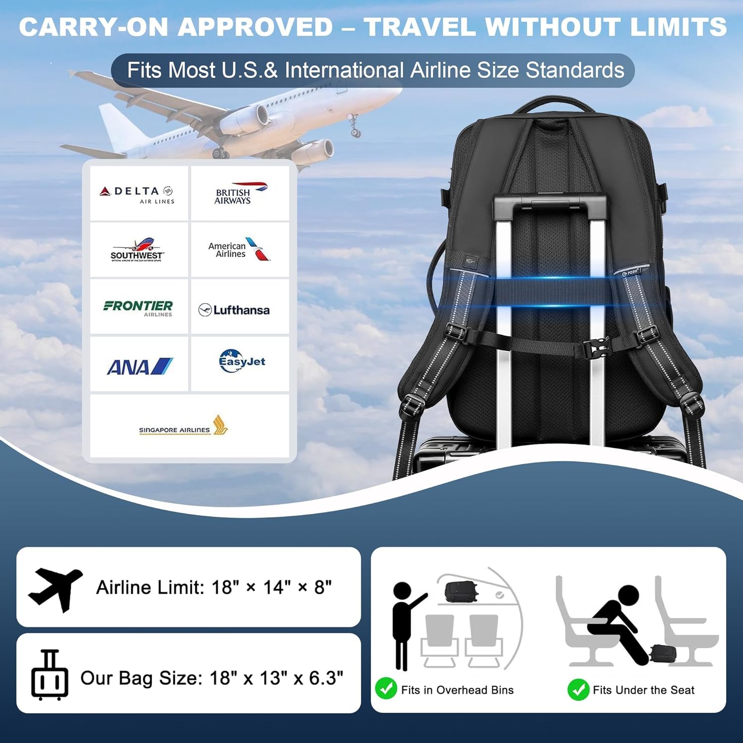 Vacuum Backpack Travel - 60L Expandable Carry-On Vacpack Backpack with Vacuum Pump, TSA Lock, Laptop Compartment, Water-Resistant Seal Compression Bag for Business & Flight Travel (Blue) - Image 5