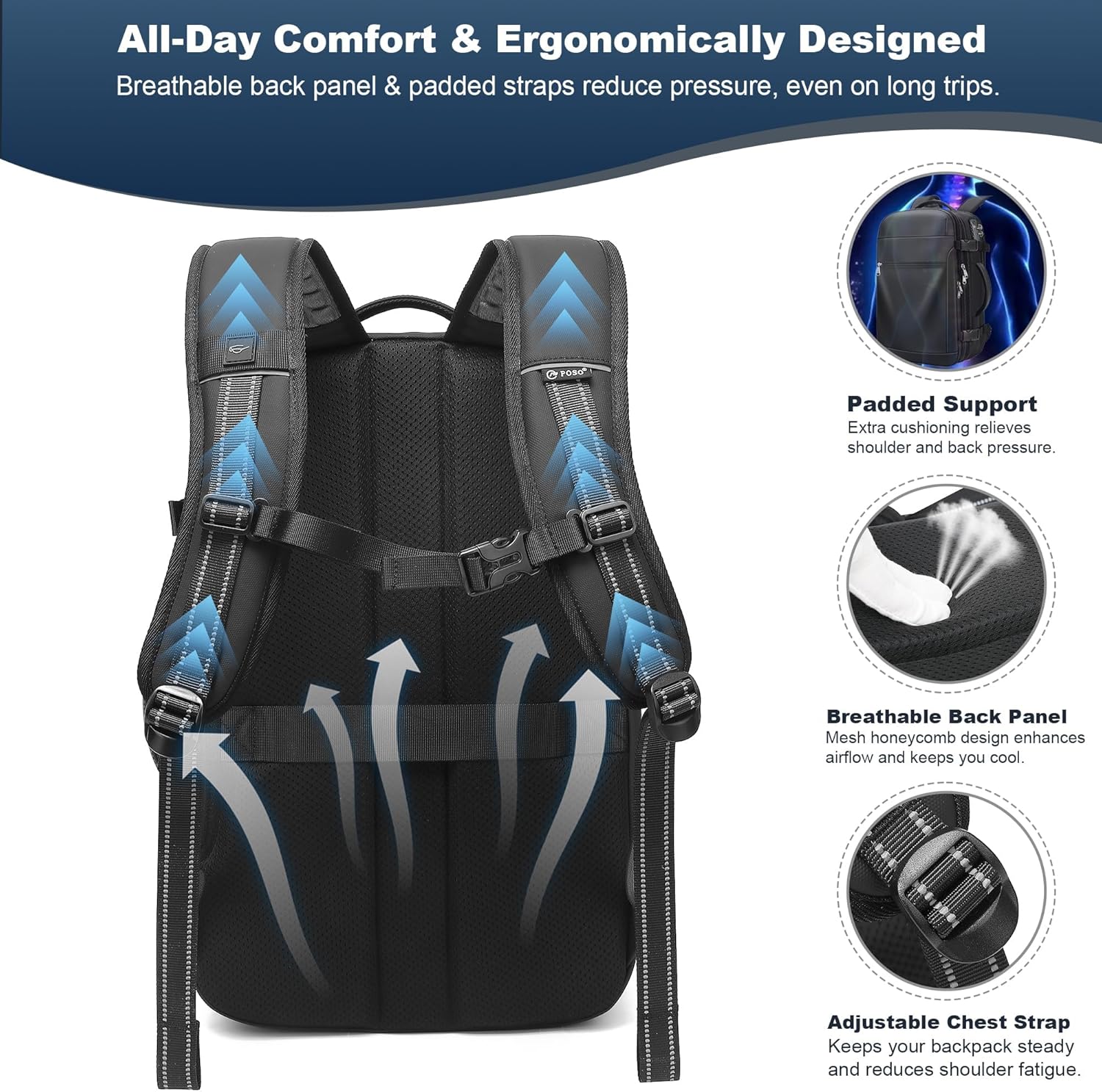 Vacuum Backpack Travel - 60L Expandable Carry-On Vacpack Backpack with Vacuum Pump, TSA Lock, Laptop Compartment, Water-Resistant Seal Compression Bag for Business & Flight Travel (Blue) - Image 8