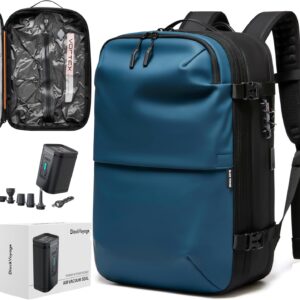 Vortex Vacuum Seal Travel Backpack 60L Expandable Air Compression System Water Resistant TSA Lock Carry-On Suitcase Luggage Blue AERO OG - Air Pump Included