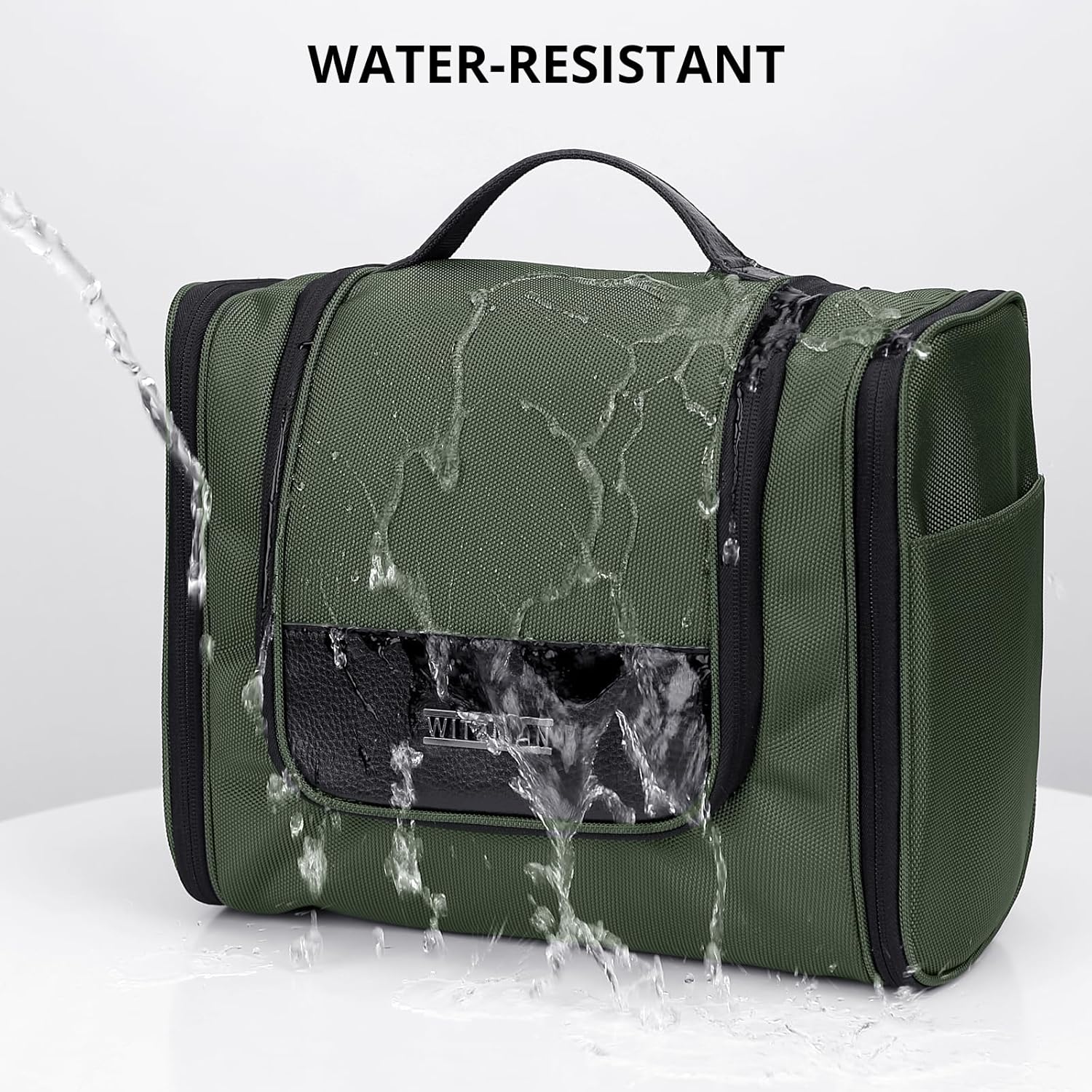 WITZMAN Men's Large 45L Convertible Travel Backpack with 17 Inch Laptop Compartment and Toiletry Bag, Green, 12.6 x 20.5 x 10.63 inches - Image 9